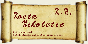 Kosta Nikoletić vizit kartica